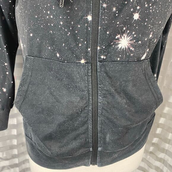 Lily by Firmiana Black Galaxy Print Hooded Zip Up Jacket - Picture 2 of 6